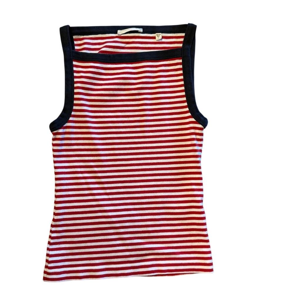 DOEN Andrea Rouge Nantucket Striped Square Neck Tank Top Size S